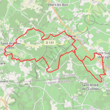 Itinéraire Saint-Sulpice-de-Cognac - Saint-Bris-des-Bois, distance, dénivelé, altitude, carte, profil, trace GPS