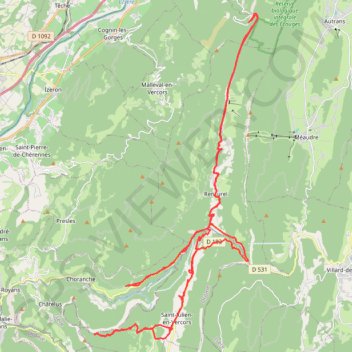 Itinéraire Saint-Julien-en-Vercors - Écouges - Bournillon, distance, dénivelé, altitude, carte, profil, trace GPS