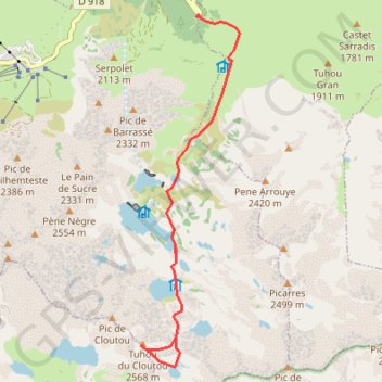Itinéraire Tuhou de Cloutou face E, distance, dénivelé, altitude, carte, profil, trace GPS