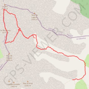 Itinéraire Crête du Rougnou - Devoluy, distance, dénivelé, altitude, carte, profil, trace GPS