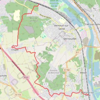 Itinéraire Dans le bois de Verneuil, distance, dénivelé, altitude, carte, profil, trace GPS