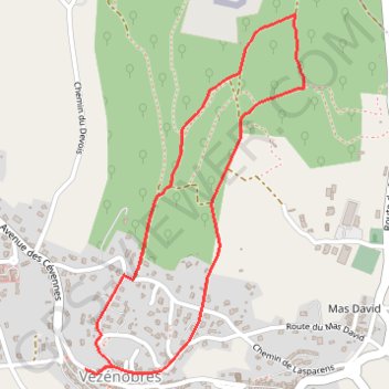 Itinéraire Circuit de Vézénobres - Nord, distance, dénivelé, altitude, carte, profil, trace GPS