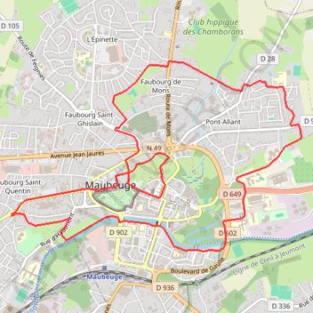 Itinéraire Circuit du Clair de Lune - Maubeuge, distance, dénivelé, altitude, carte, profil, trace GPS