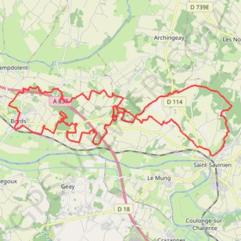 Itinéraire Bords 40 kms, distance, dénivelé, altitude, carte, profil, trace GPS