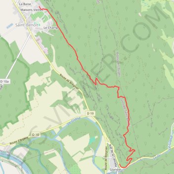 Itinéraire Saint-Benoît à Glandieu, distance, dénivelé, altitude, carte, profil, trace GPS