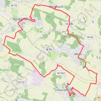 Itinéraire Les coteaux Est de Toulouse - de Mondouzil à Flourens, distance, dénivelé, altitude, carte, profil, trace GPS