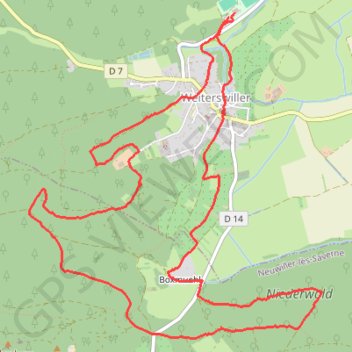 Itinéraire Weiterswiller, distance, dénivelé, altitude, carte, profil, trace GPS