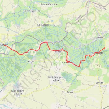 Itinéraire Coulon / Damvix, distance, dénivelé, altitude, carte, profil, trace GPS
