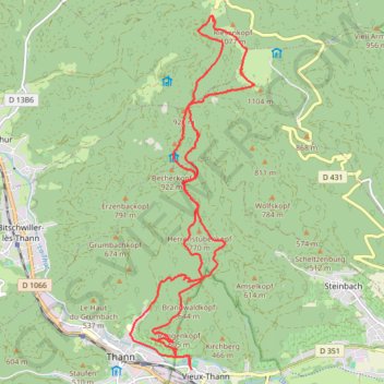 Itinéraire Molkenrain, distance, dénivelé, altitude, carte, profil, trace GPS