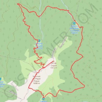 Itinéraire Le Pic de Cagire depuis La Couage, distance, dénivelé, altitude, carte, profil, trace GPS