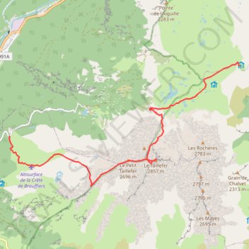 Itinéraire Le Grand Taillefer refuge Taillefer J1 modif-23487543, distance, dénivelé, altitude, carte, profil, trace GPS