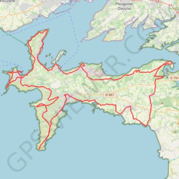 Itinéraire Tro Ledenez Kraon - Tour de la presqu'île de Crozon, distance, dénivelé, altitude, carte, profil, trace GPS