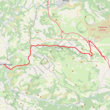 Itinéraire Saint Affrique L'Hospitalet du Larzac, distance, dénivelé, altitude, carte, profil, trace GPS