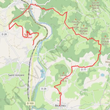 Itinéraire Balade de Cenueil à Beaulieu, distance, dénivelé, altitude, carte, profil, trace GPS