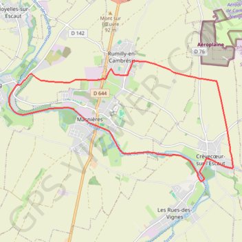 Itinéraire Sentier du Val d'Escaut - Rumilly-en-Cambrésis, distance, dénivelé, altitude, carte, profil, trace GPS