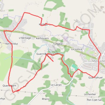 Itinéraire meriadec 10 km, distance, dénivelé, altitude, carte, profil, trace GPS