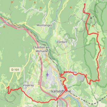 Itinéraire Enthières-Chatillon en Michaille, distance, dénivelé, altitude, carte, profil, trace GPS