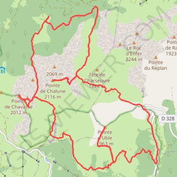 Itinéraire Pointes d'Uble, de Chavasse et de Chalune, distance, dénivelé, altitude, carte, profil, trace GPS