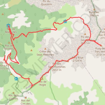 Itinéraire Pic Tres Vents, distance, dénivelé, altitude, carte, profil, trace GPS