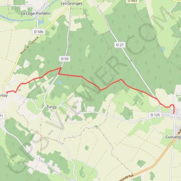Itinéraire Vanlay-cussangy, distance, dénivelé, altitude, carte, profil, trace GPS