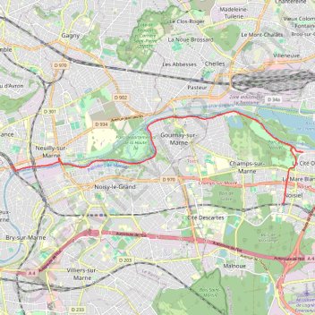 Itinéraire De Neuilly Plaisance à Noisiel, distance, dénivelé, altitude, carte, profil, trace GPS