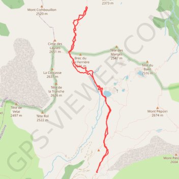 Itinéraire Ski Rando - Millefonds et Col Ferriere, distance, dénivelé, altitude, carte, profil, trace GPS