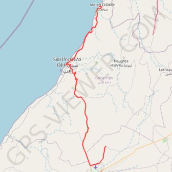 Itinéraire Mirleft - Abaynou, distance, dénivelé, altitude, carte, profil, trace GPS