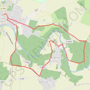 Itinéraire Chaumes en Brie, circuit, distance, dénivelé, altitude, carte, profil, trace GPS