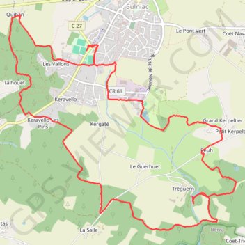 Itinéraire boucle Sulniac, distance, dénivelé, altitude, carte, profil, trace GPS
