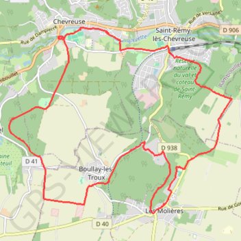 Itinéraire Les molieres chevreuse, distance, dénivelé, altitude, carte, profil, trace GPS