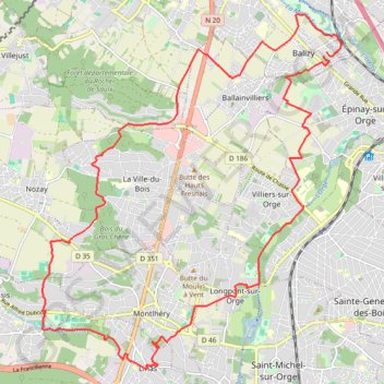 Itinéraire Longjumeau "Jean Maître" boucle Monthléry, distance, dénivelé, altitude, carte, profil, trace GPS