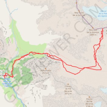 Itinéraire Brèche de la Somme, versant Sud (Ecrins), distance, dénivelé, altitude, carte, profil, trace GPS