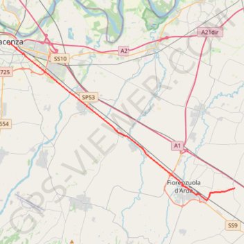 Itinéraire De Piacenza à Chiaravalle della Colomba, distance, dénivelé, altitude, carte, profil, trace GPS