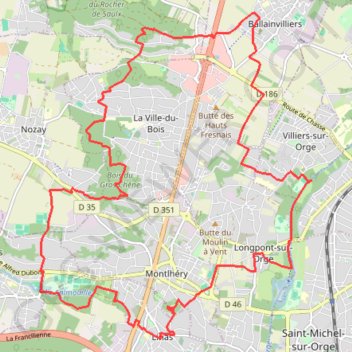Itinéraire La Tour de Montlhéry, distance, dénivelé, altitude, carte, profil, trace GPS