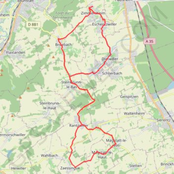 Itinéraire Vroute_Land-Rantz-Zaes-Magst-Koetz-Brueb-Zim, distance, dénivelé, altitude, carte, profil, trace GPS