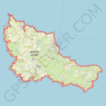 Itinéraire Tour de belle ile chemin des douaniers, distance, dénivelé, altitude, carte, profil, trace GPS