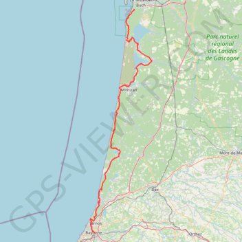 Itinéraire Pyla - Bayonne, distance, dénivelé, altitude, carte, profil, trace GPS