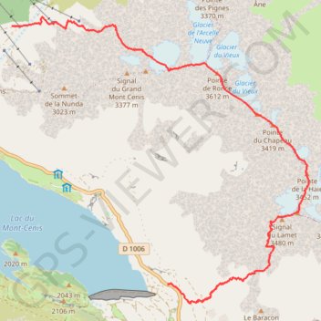 Itinéraire Pointe de Roce-Lamet, distance, dénivelé, altitude, carte, profil, trace GPS