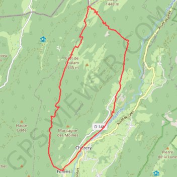 Itinéraire Crêt de Chalam, distance, dénivelé, altitude, carte, profil, trace GPS