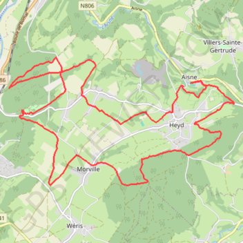 Itinéraire Aisne - Province du Luxembourg - Belgique, distance, dénivelé, altitude, carte, profil, trace GPS