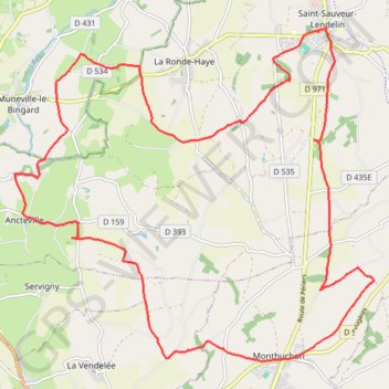 Itinéraire Circuit Saint Sauveur Lendelin (Manche), distance, dénivelé, altitude, carte, profil, trace GPS