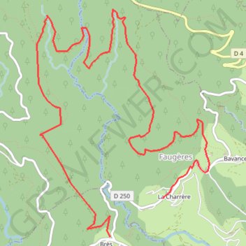 Itinéraire Bresse-Faugères, distance, dénivelé, altitude, carte, profil, trace GPS