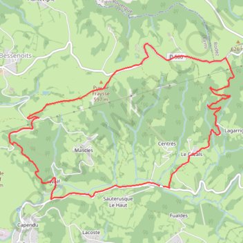 Itinéraire Aveyron - Crêtes du Puy de Wolf, distance, dénivelé, altitude, carte, profil, trace GPS