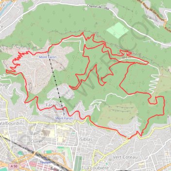 Itinéraire Mont Faron - Variante en deux boucles - 26599 - UtagawaVTT.com, distance, dénivelé, altitude, carte, profil, trace GPS