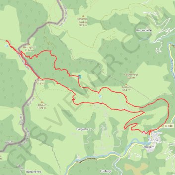 Itinéraire Autza depuis Banka par Antxola et Harrigorrikoerreka, distance, dénivelé, altitude, carte, profil, trace GPS