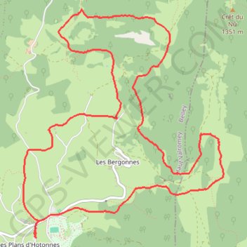 Itinéraire Les Plans d'Hotonnes, distance, dénivelé, altitude, carte, profil, trace GPS