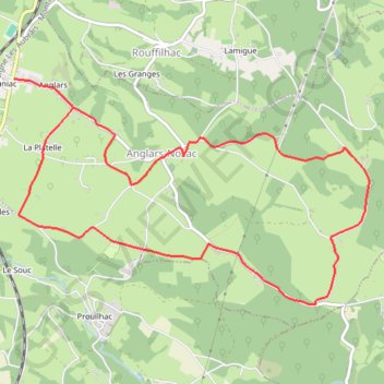 Itinéraire Le chemin des hameaux - Anglars-Nozac, distance, dénivelé, altitude, carte, profil, trace GPS
