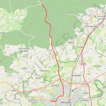 Itinéraire Alençon - La Croix de Médavy, distance, dénivelé, altitude, carte, profil, trace GPS