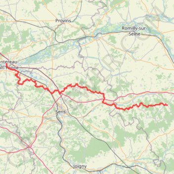 Itinéraire GR 2 : De Vauchassis (Aube) à Montereau-Fault-Yonne (Seine-et-Marne), distance, dénivelé, altitude, carte, profil, trace GPS