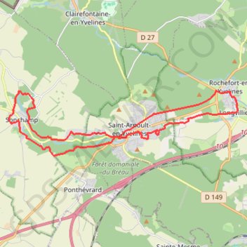 Itinéraire Saint-Arnoult-en-Yvelines et La Rémarde, distance, dénivelé, altitude, carte, profil, trace GPS